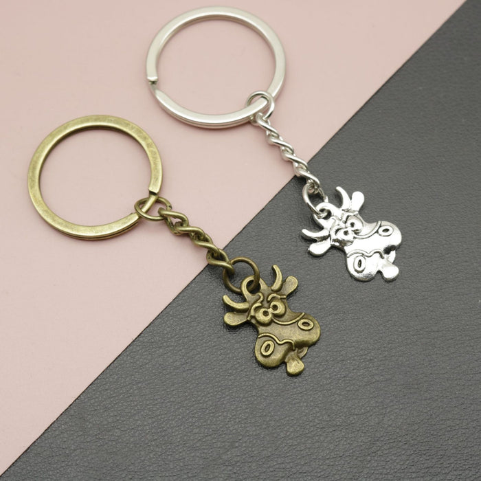 Zinc Alloy Simple Cow Head Keychain Bag Charm Gift