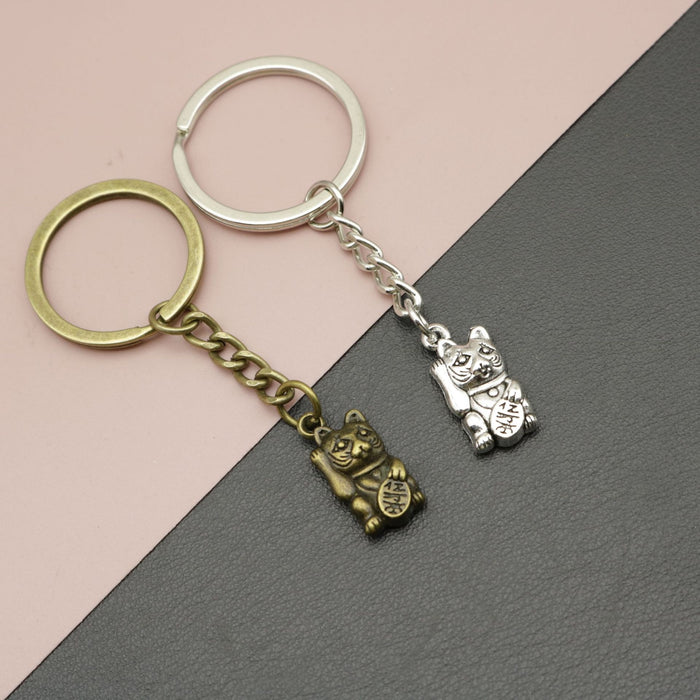Metal Lucky Cat Keychain Cute Bag Charm Gift