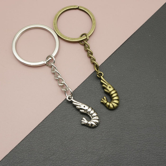 Metal Simple Shrimp Keychain Novelty Key Ring Bag Charm