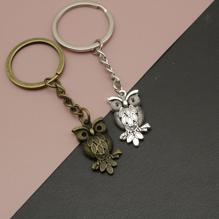 Metal Simple Owl Keychain Cute Bag Charm Gift
