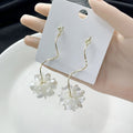 Elegant Fairy Forest White Shell Flower Resin Long Wavy Line Alloy Drop Dangle Statement Earrings view 4