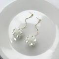 Elegant Fairy Forest White Shell Flower Resin Long Wavy Line Alloy Drop Dangle Statement Earrings view 2