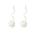 Elegant Fairy Forest White Shell Flower Resin Long Wavy Line Alloy Drop Dangle Statement Earrings view 5