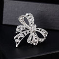 Silver Tone Ribbon Bow Crystal Metal Brooch Pin for Jackets and Lapels view 4