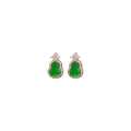 New Chinese Style Copper Gourd Zircon Emerald Stud Earrings With Silver Needle Posts view 5