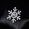 Silver Tone Snowflake Crystal Metal Brooch Pin 7 x 4.7 cm view 5