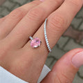 Adjustable Four Prong Couple Wedding Ring, Exaggerated Long Bridal Ceremony Jewelry view 3