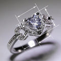Angel Heart High Carbon Stone Ring With Micro Pave Hollow Link Design, Festival Gift Jewelry view 3