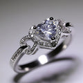 Angel Heart High Carbon Stone Ring With Micro Pave Hollow Link Design, Festival Gift Jewelry view 2