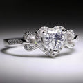 Angel Heart High Carbon Stone Ring With Micro Pave Hollow Link Design, Festival Gift Jewelry view 1