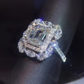 New Square Princess Ring For Women, European American Fashion Engagement Court Classic Band view 2