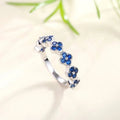 Blue Flower Petal Clover Ring Fashion Trendy Internet Style Floral Finger Jewelry view 2