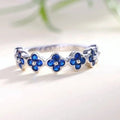 Blue Flower Petal Clover Ring Fashion Trendy Internet Style Floral Finger Jewelry view 1