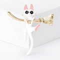 Alloy Enamel Cat Broom Brooch Pin For Women Clothing Gifts view 2