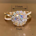 Moissanite Simulant Sunflower Zircon Decor Ring For Wedding Proposal, Niche Cross Design Finger Ring view 5