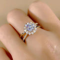 Moissanite Simulant Sunflower Zircon Decor Ring For Wedding Proposal, Niche Cross Design Finger Ring view 4