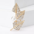 Alloy Three Leaf Pearl Brooch For Women's Clothing And Gifts view 2