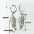 Luxury Long Feather Leaf Bridal Pendant Earrings, Exquisite Angel Wing Dangle Earrings For Women view 4