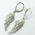 Luxury Long Feather Leaf Bridal Pendant Earrings, Exquisite Angel Wing Dangle Earrings For Women view 2