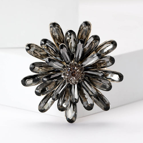 Alloy Rhinestone Sunflower Brooch Floral Lapel Pin For Women's Suits