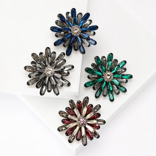 Alloy Rhinestone Sunflower Brooch Floral Lapel Pin For Women's Suits