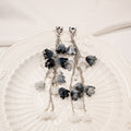 Elegant Lily Of The Valley Flower Tassel Chain Pearl Rhinestone Heart Stud Long Drop Earrings view 1