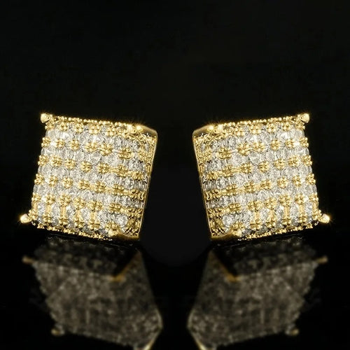 Pave Zircon Stud Earrings For Women, Unique Light Luxury Daily Commuter Ear Jewelry