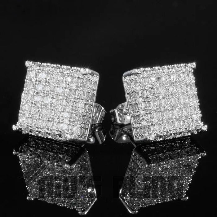 Pave Zircon Stud Earrings For Women, Unique Light Luxury Daily Commuter Ear Jewelry
