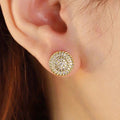 Vintage Round Zircon Stud Earrings, Fashion Temperament Women's Spring Commuter Ear Jewelry view 3
