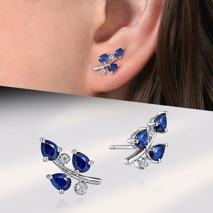 European Style Leaf And Fruit Stud Earrings, Elegant Teardrop Creative Korean Fashion Earrings