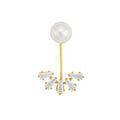 Faux Pearl And Zircon Fan Shaped Brooch, Elegant Geometric Suit Lapel Clothing Pin For Women view 5