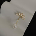 Faux Pearl And Zircon Fan Shaped Brooch, Elegant Geometric Suit Lapel Clothing Pin For Women view 2