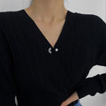 Faux Pearl And Zircon Fan Shaped Brooch, Elegant Geometric Suit Lapel Clothing Pin For Women view 3