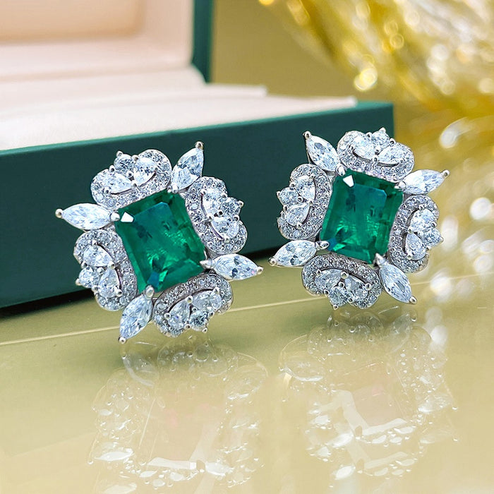 Vintage European Style Simulated Floral Stud Earrings For Luxury Banquet Evening Dresses