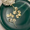 Elegant Vintage Gold Alloy Multi Leaf Branch Long Hook Drop Statement Dangle Fashion Earrings view 3
