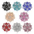 Black Silver Tone Bauhinia Flower Wreath Crystal Eight Designs Metal Brooch Pin view 2
