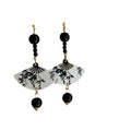 New Chinese Style Ink Painting Fan Resin Drop Earrings With Silver Needle Retro Long Geometric Design view 5