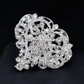 White Silver Tone Heart Crystal Metal Brooch Pin for Jackets and Lapels view 4