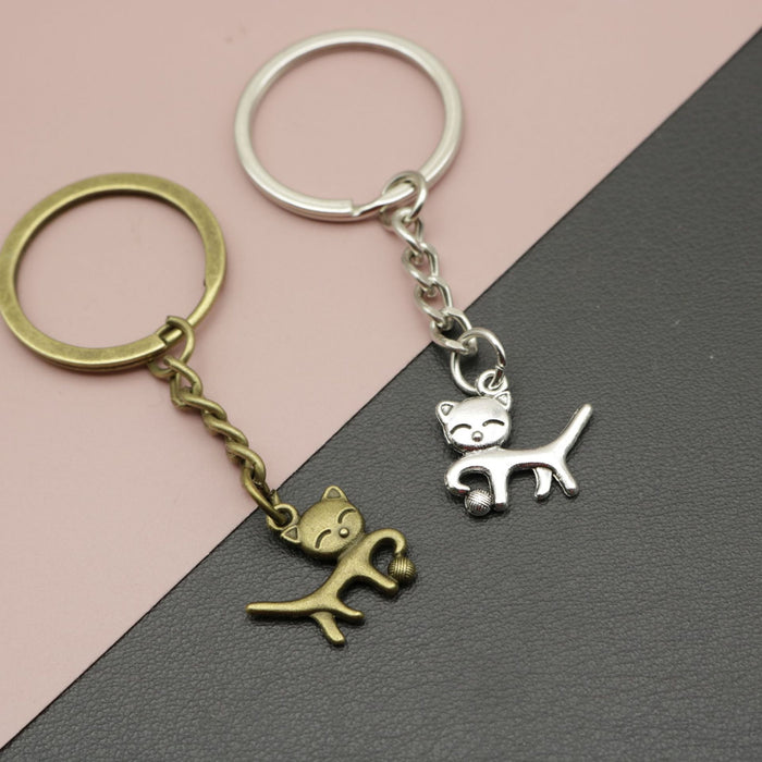 Metal Minimalist Cat Keychain Bag Charm Gift