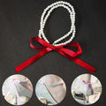 Korean Pink Bow Lace Anklet Sweet Fresh Pearl High Heel Shoe Accessory For Women Bracelet view 2