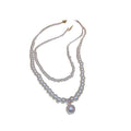 French Light Luxury Layered Faux Pearl Zircon Geometric Pendant Necklace For Elegant Women view 5