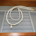 French Light Luxury Layered Faux Pearl Zircon Geometric Pendant Necklace For Elegant Women view 4