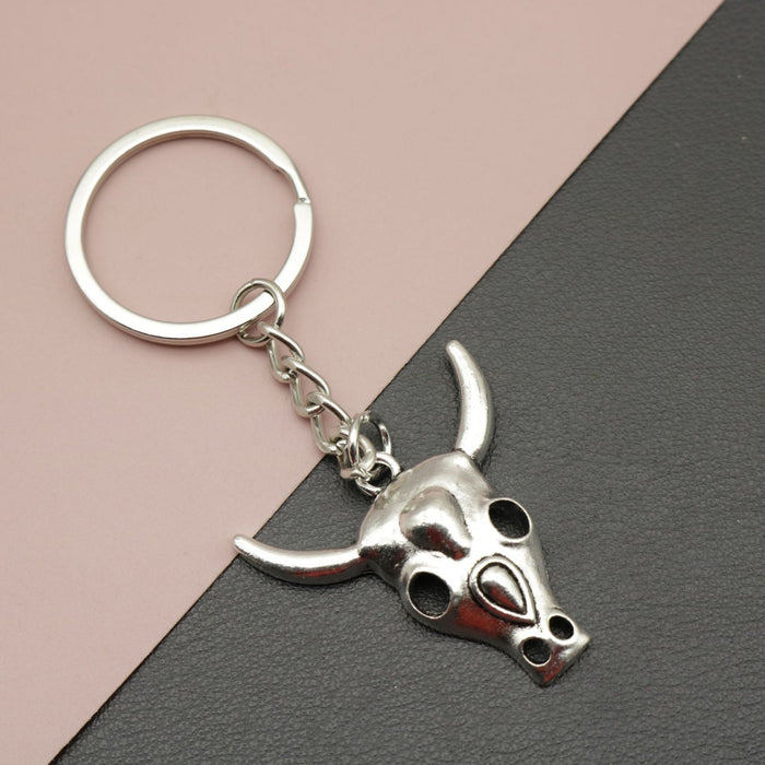 Metal Bull Head Keychain Bag Charm