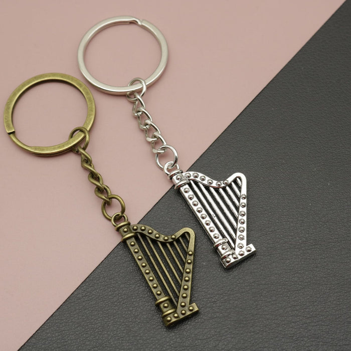 Zinc Alloy Minimalist Harp Keychain Key Ring Gift