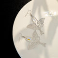 Elegant Hollow Flying Swan Butterfly Alloy With Moonstone Teardrop Crystal Dangle Earrings view 2