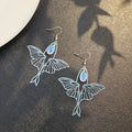 Elegant Hollow Flying Swan Butterfly Alloy With Moonstone Teardrop Crystal Dangle Earrings view 1