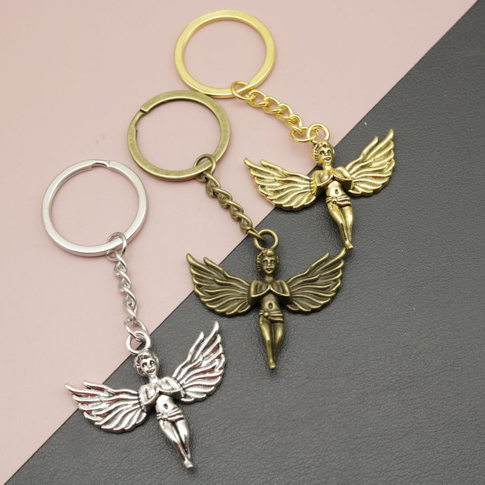 Zinc Alloy Six Wing Angel Keychain Bag Charm Gift