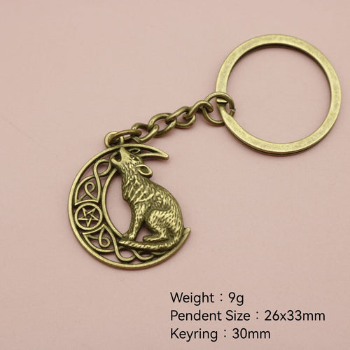 Metal Viking Wolf Keychain Bag Charm