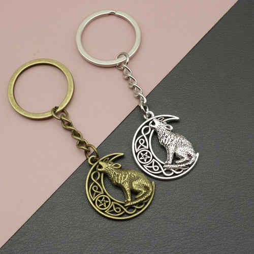 Metal Viking Wolf Keychain Bag Charm
