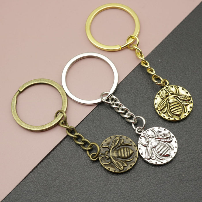 Zinc Alloy Double Sided Bee Keychain For Bag Charm